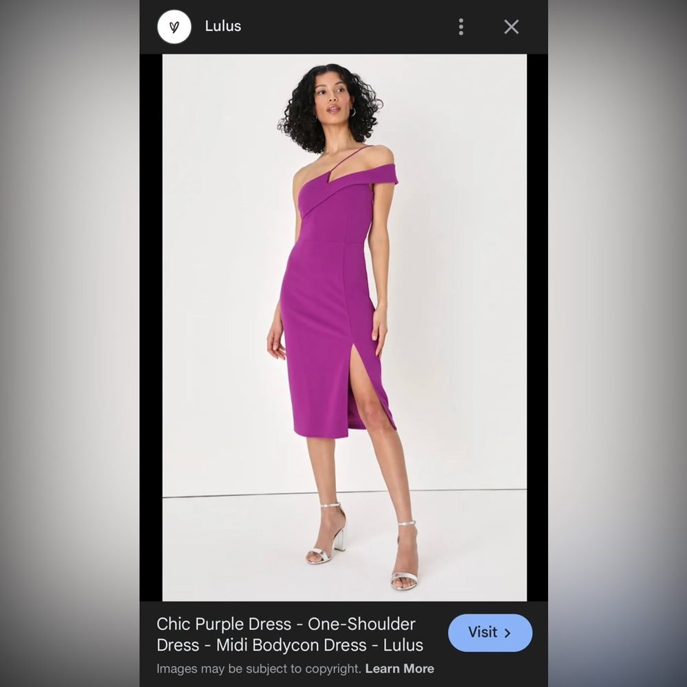 Lulu's Fuchsia One-Shoulder Midi Dress